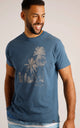 Weird Fish Mens Shoreline Linen Rich Printed Tee Ensign Blue