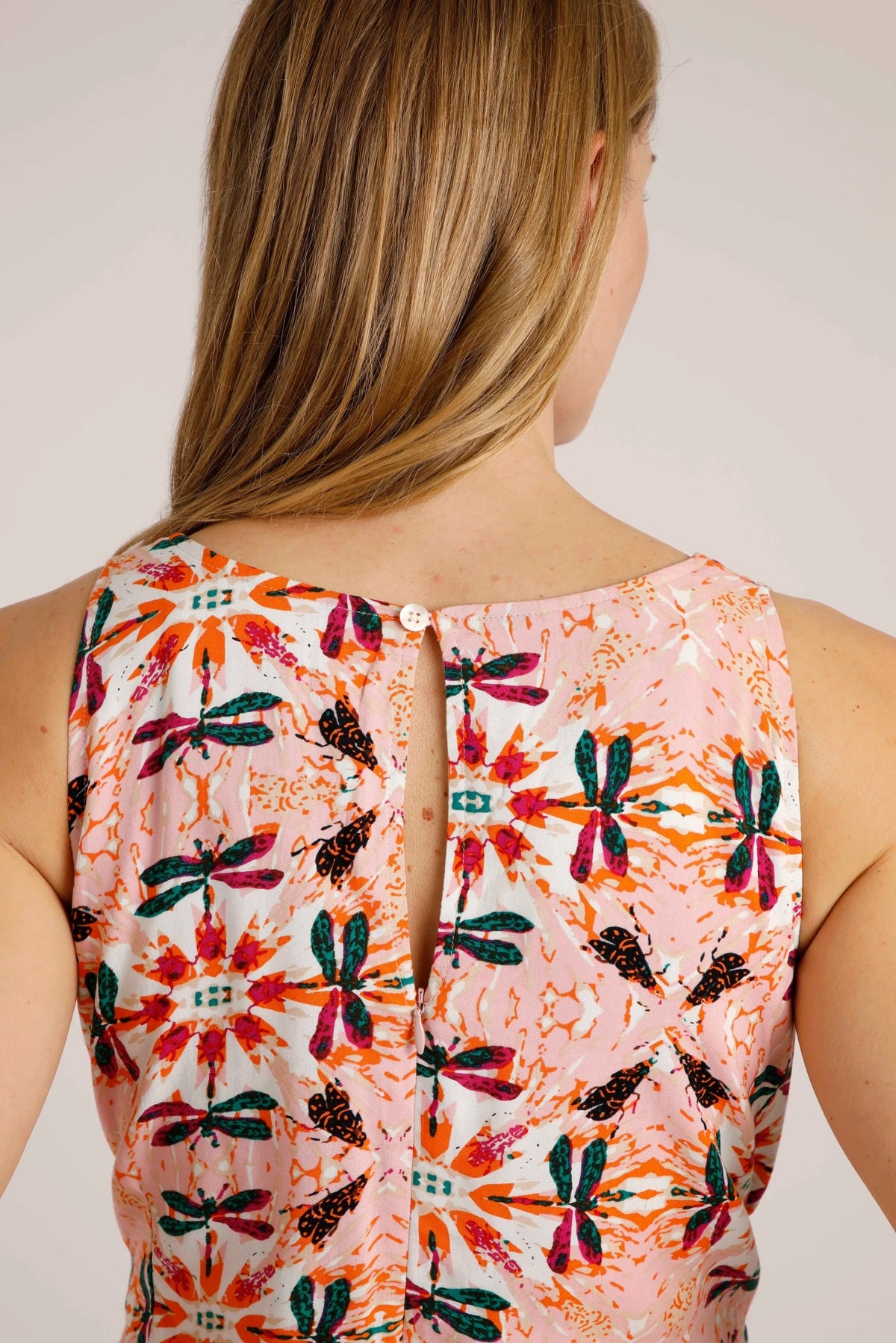 Weird Fish Womens Roxi Culotte Jumpsuit - Pale Pink / Dragonfly Print