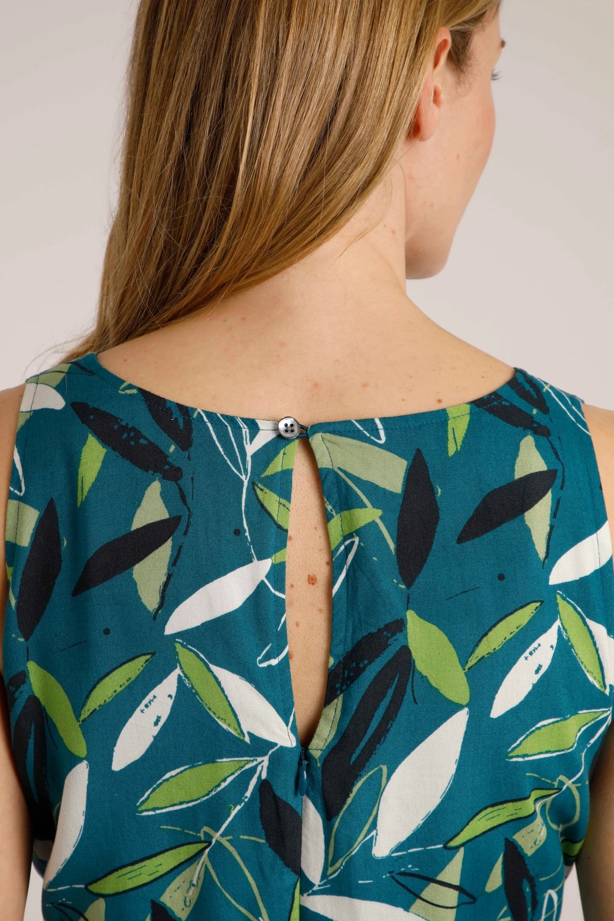 Weird Fish Womens Roxi Culotte Jumpsuit - Deep Sea Blue / Leaf Print