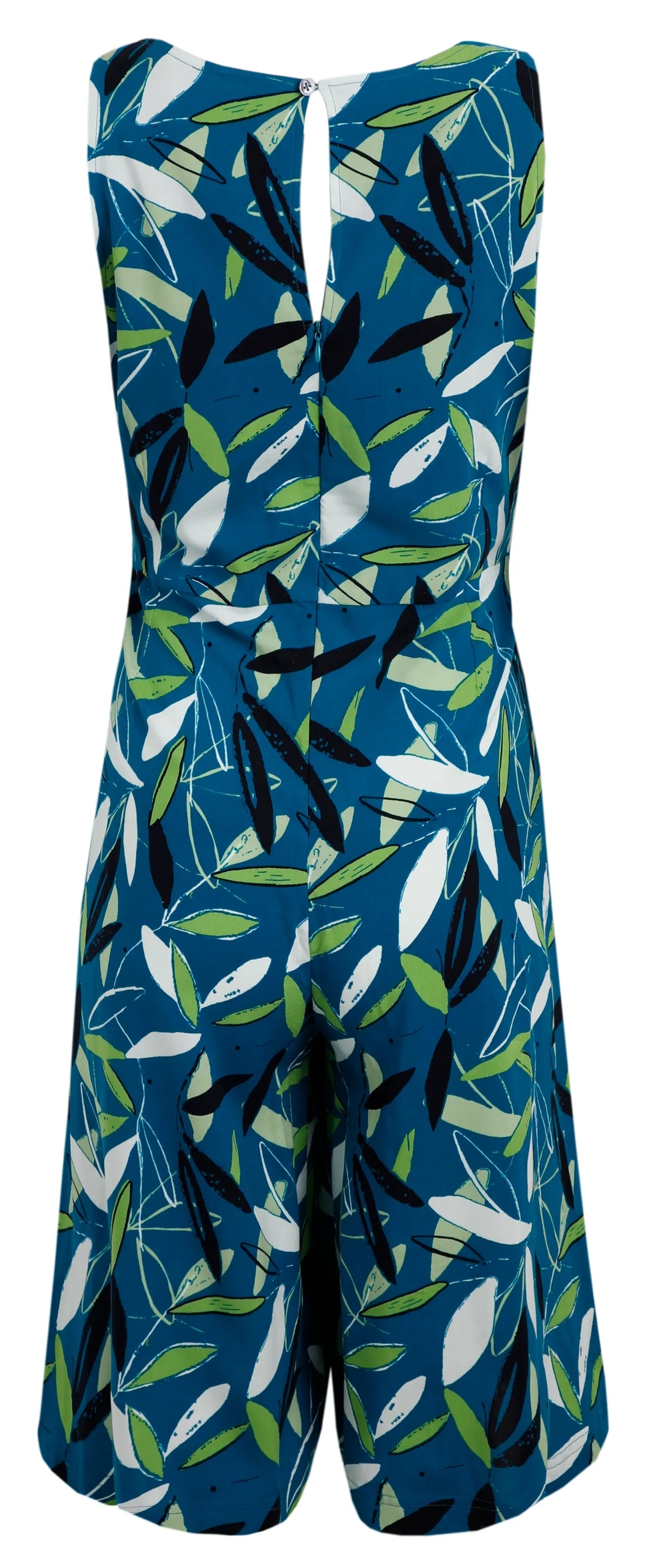 Weird Fish Womens Roxi Culotte Jumpsuit - Deep Sea Blue / Leaf Print