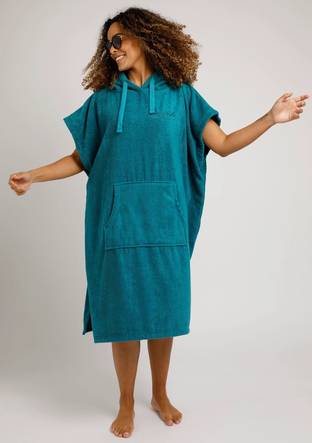 Weird Fish Adults Unisex Oceana Towelling Changing Robe - Peacock Blue