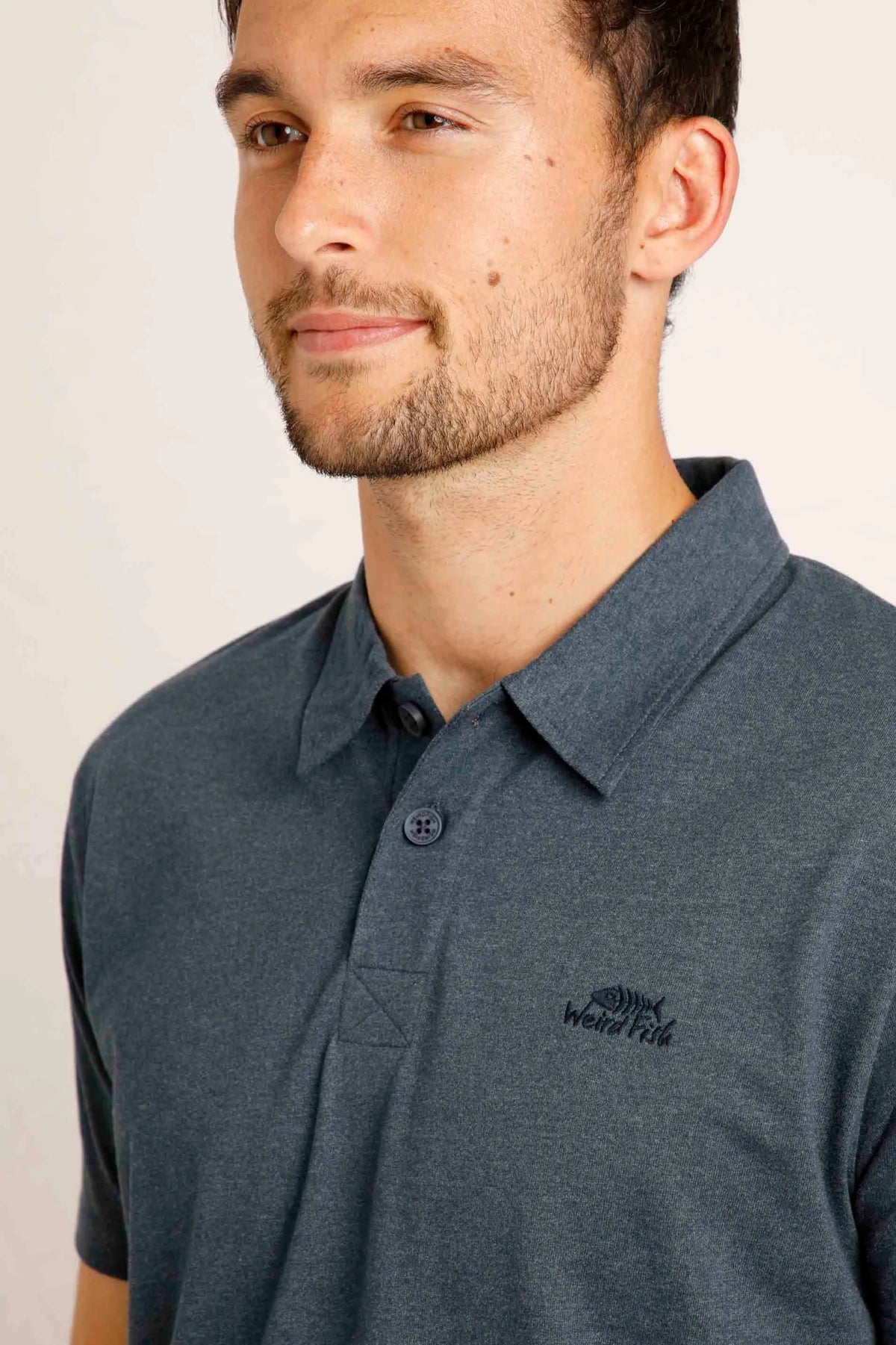 Weird Fish Mens Jetstream Eco Branded Polo Shirt - Navy