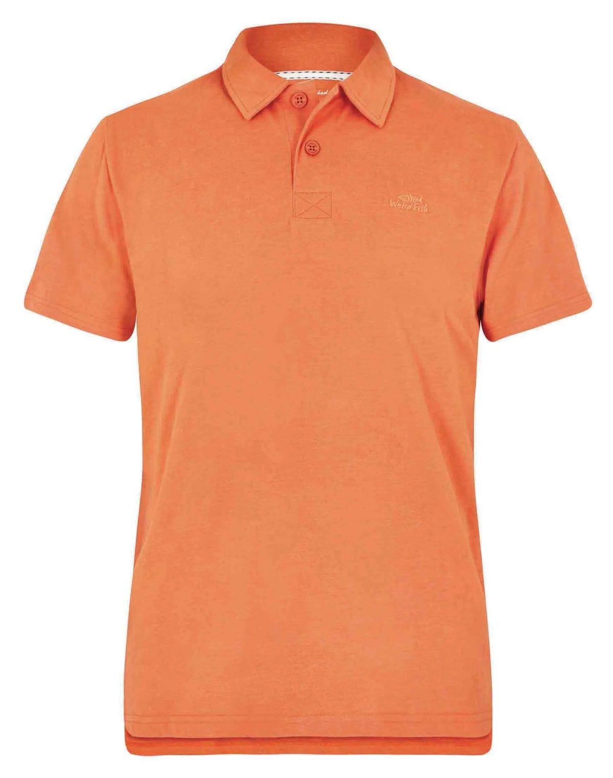 Weird Fish men's short sleeve Jetstream jersey polo shirt in Mango Orange.