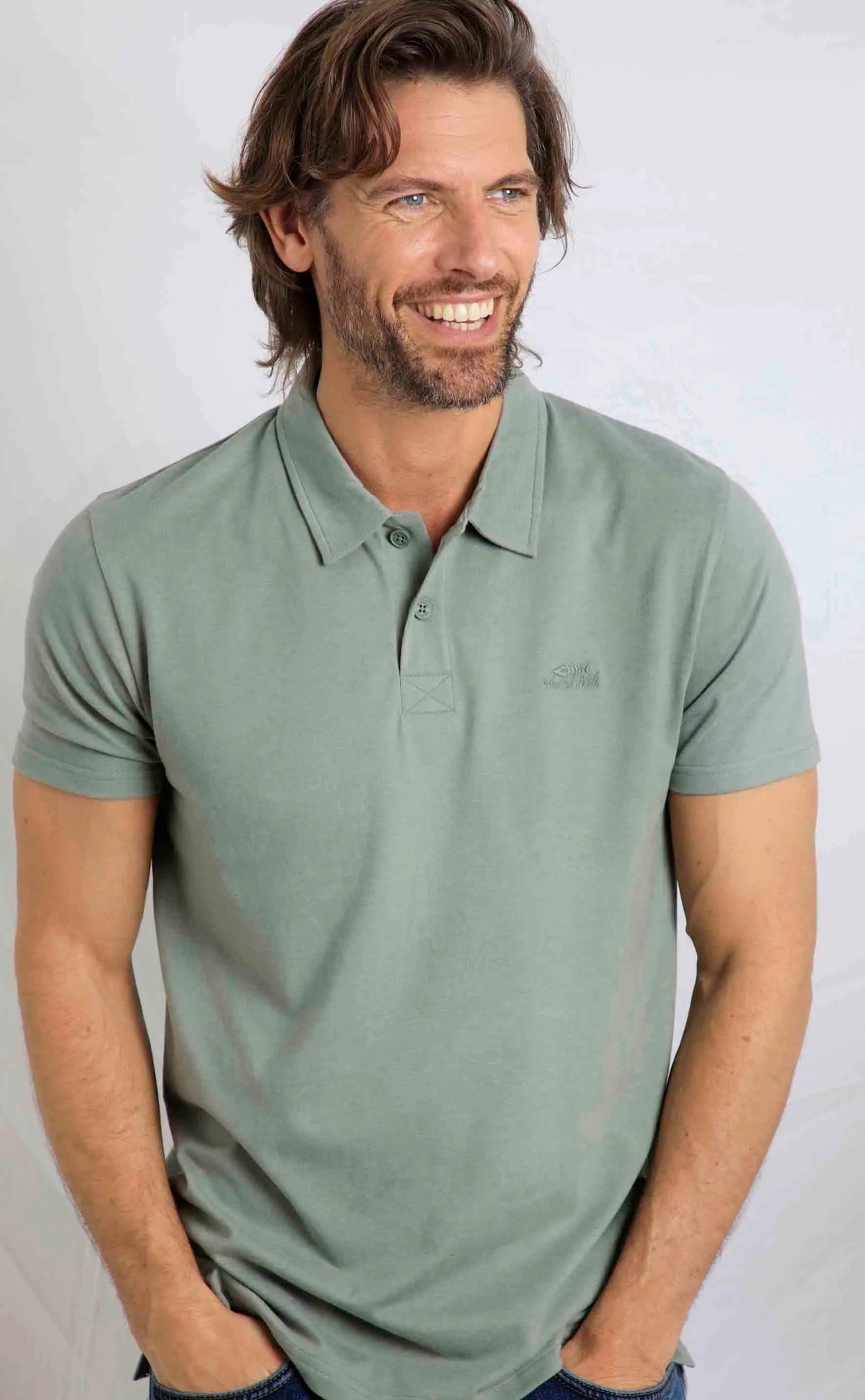 Weird Fish men's Jetstream jersey polo shirt in Shadow.