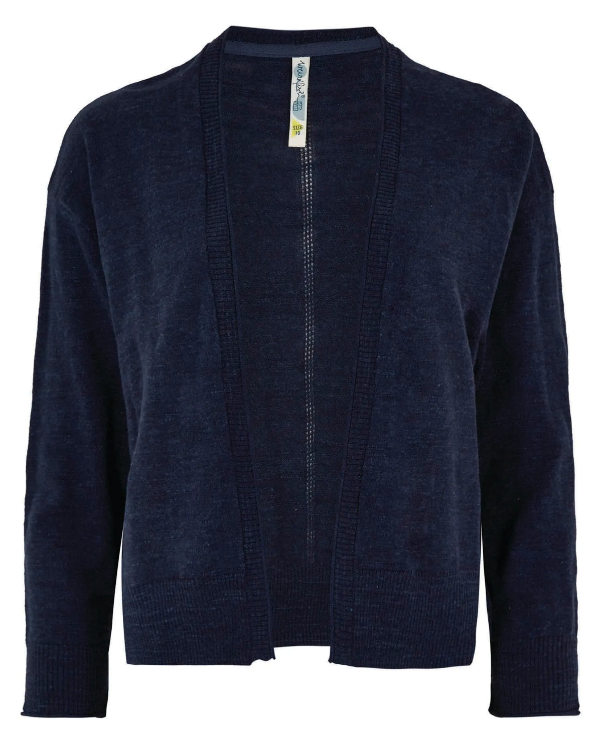 Navy Weird Fish women's Limon crop cardigan with 3/4 length sleeves.