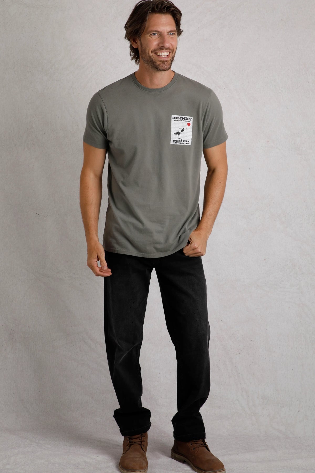 Weird Fish Mens Beaksy Printed Tee - Storm Grey