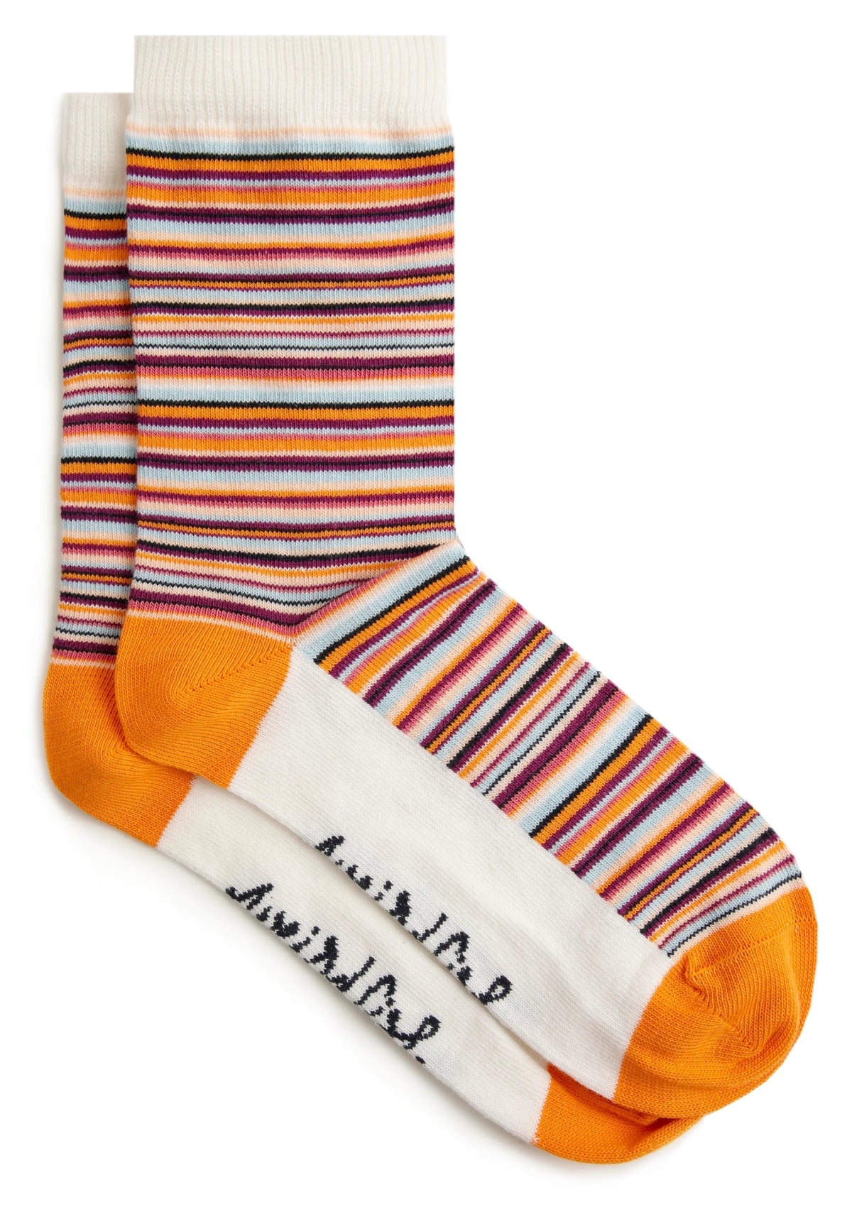 Weird Fish women's Parade socks with an orange stripe pattern.