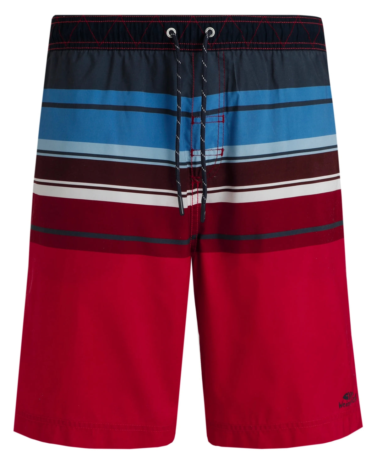 Weird Fish Mens Lucknow Printed Stripe Board Shorts - Garnet Red