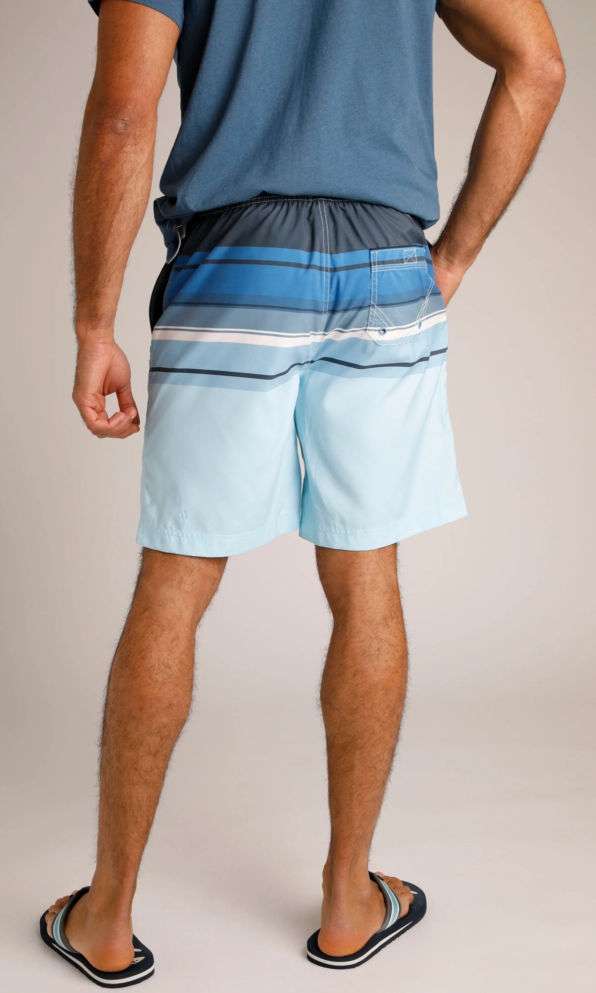 Weird Fish Mens Lucknow Printed Stripe Board Shorts - Blue Sapphire