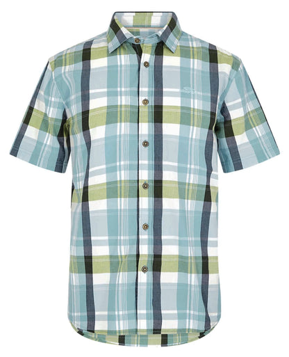 Men's check patterned Judd short sleeve shirt from Weird Fish in a Sky Blue and Green pattern.