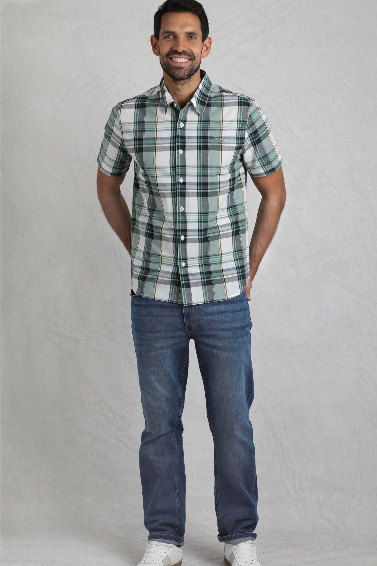Weird Fish Mens Judd Short Sleeve Check Shirt - Dusty White
