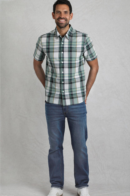 Weird Fish Mens Judd Short Sleeve Check Shirt - Dusty White