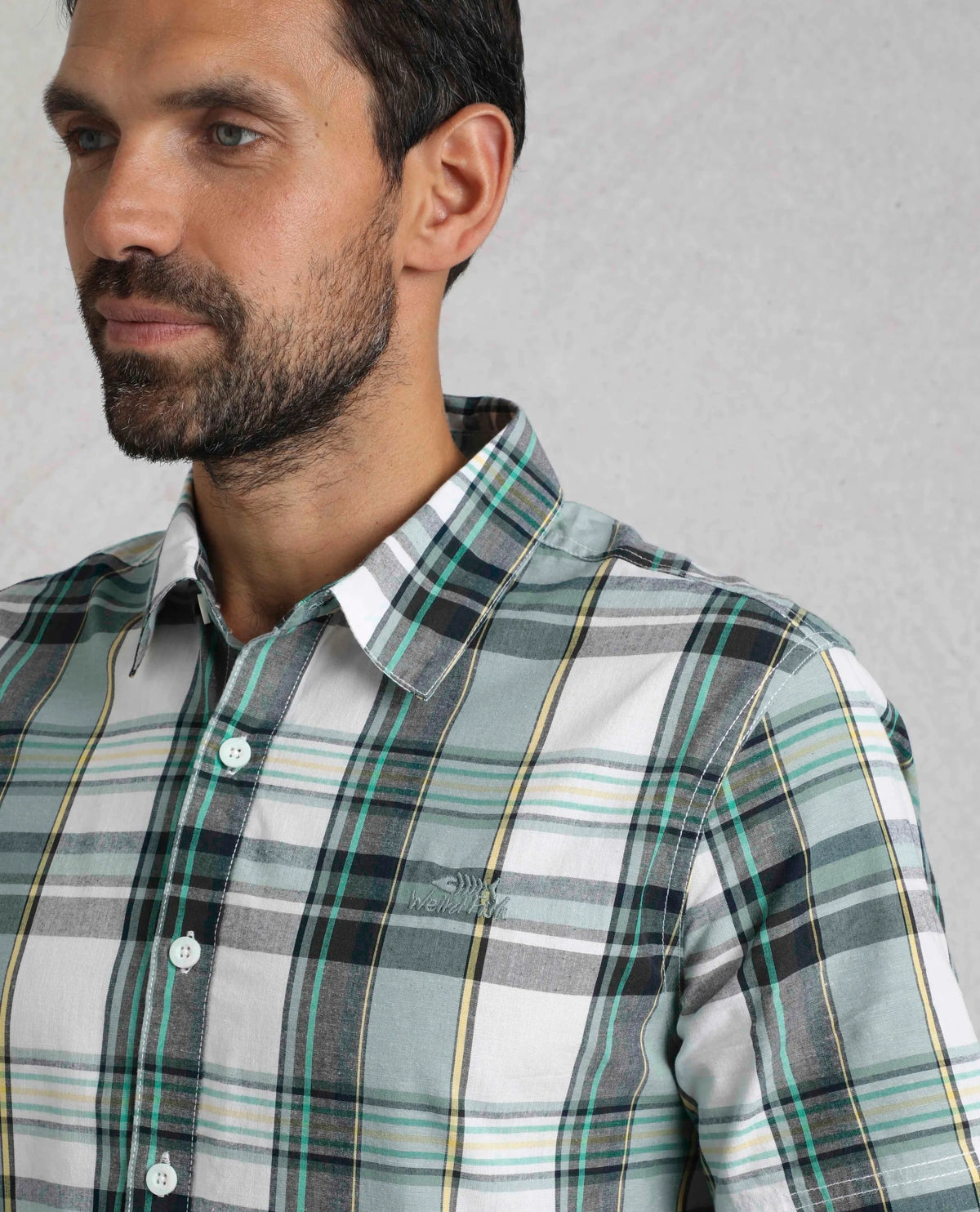 Weird Fish Mens Judd Short Sleeve Check Shirt - Dusty White
