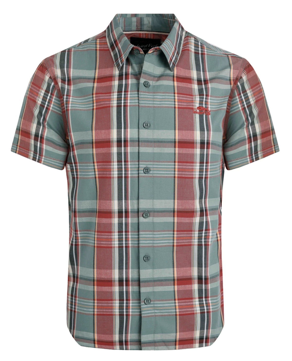 Weird Fish Mens Judd Short Sleeve Check Shirt - Mineral Blue