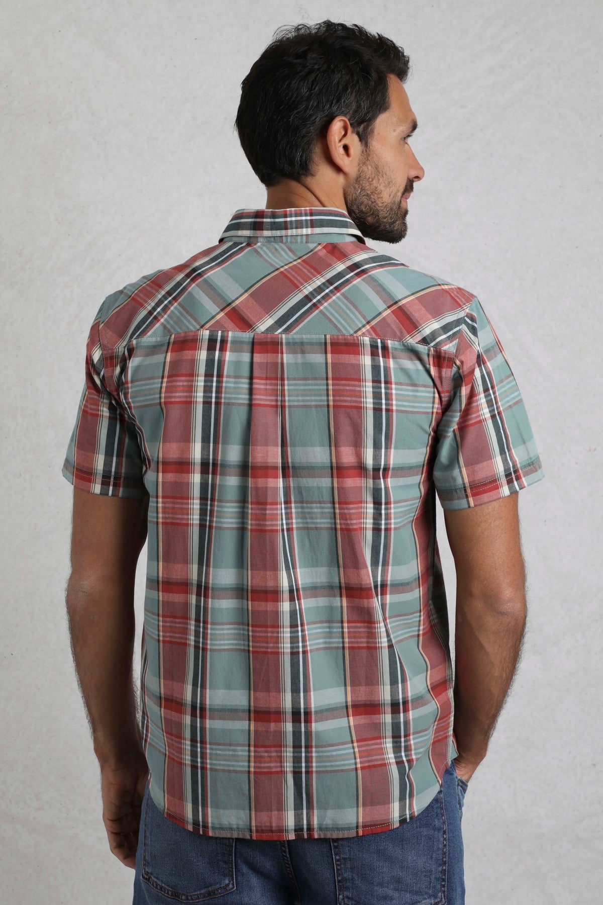 Weird Fish Mens Judd Short Sleeve Check Shirt - Mineral Blue