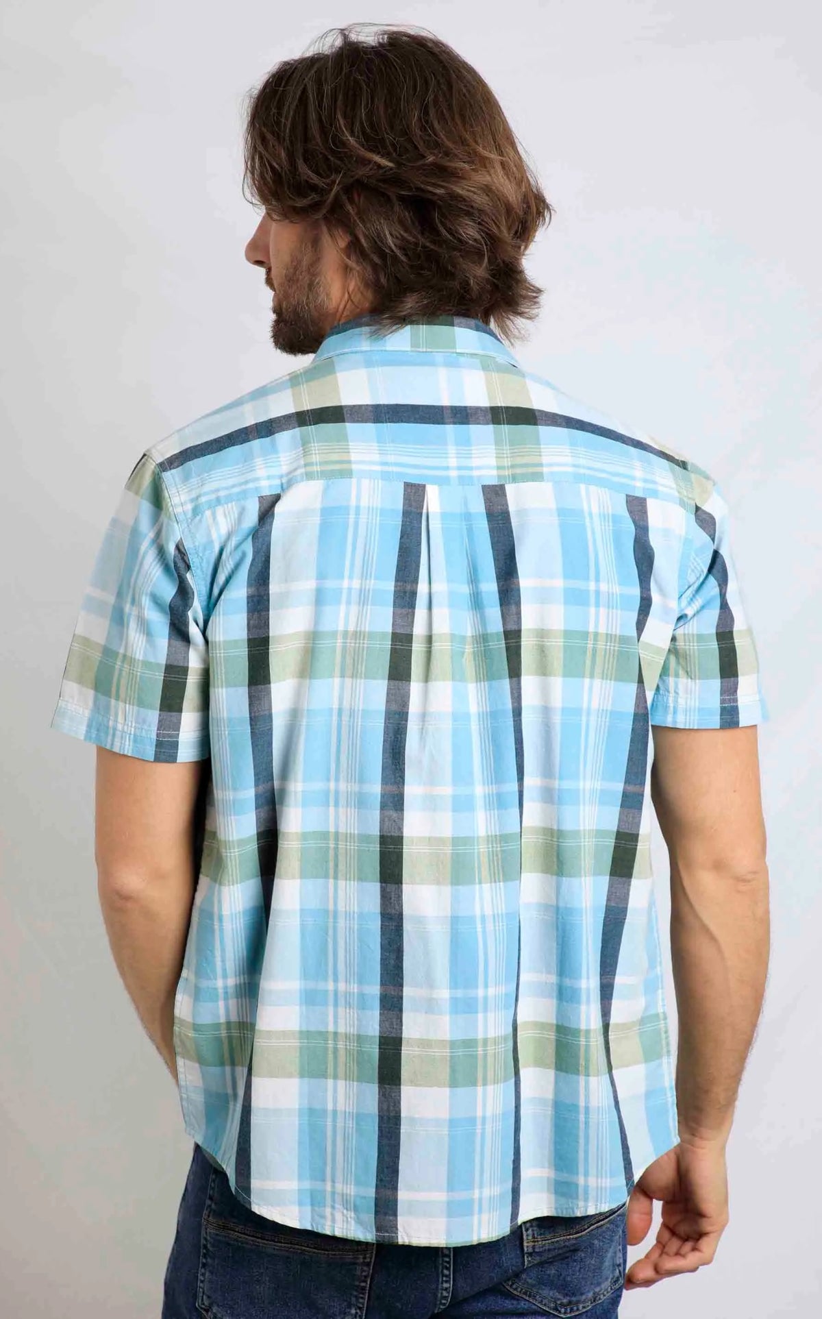 Weird Fish Mens Judd Short Sleeve Check Shirt - Sky Blue