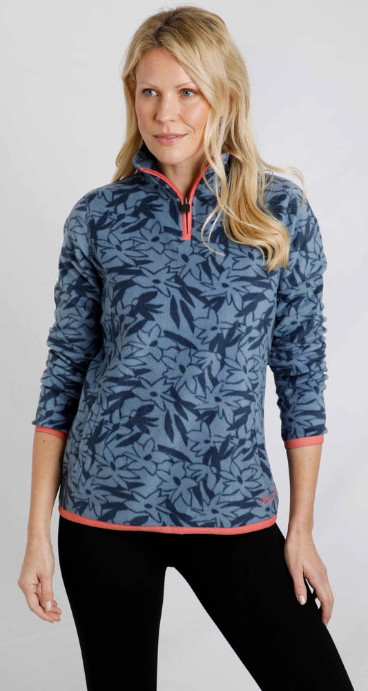 Weird Fish Womens Reena Floral Print Micro Fleece - China Blue