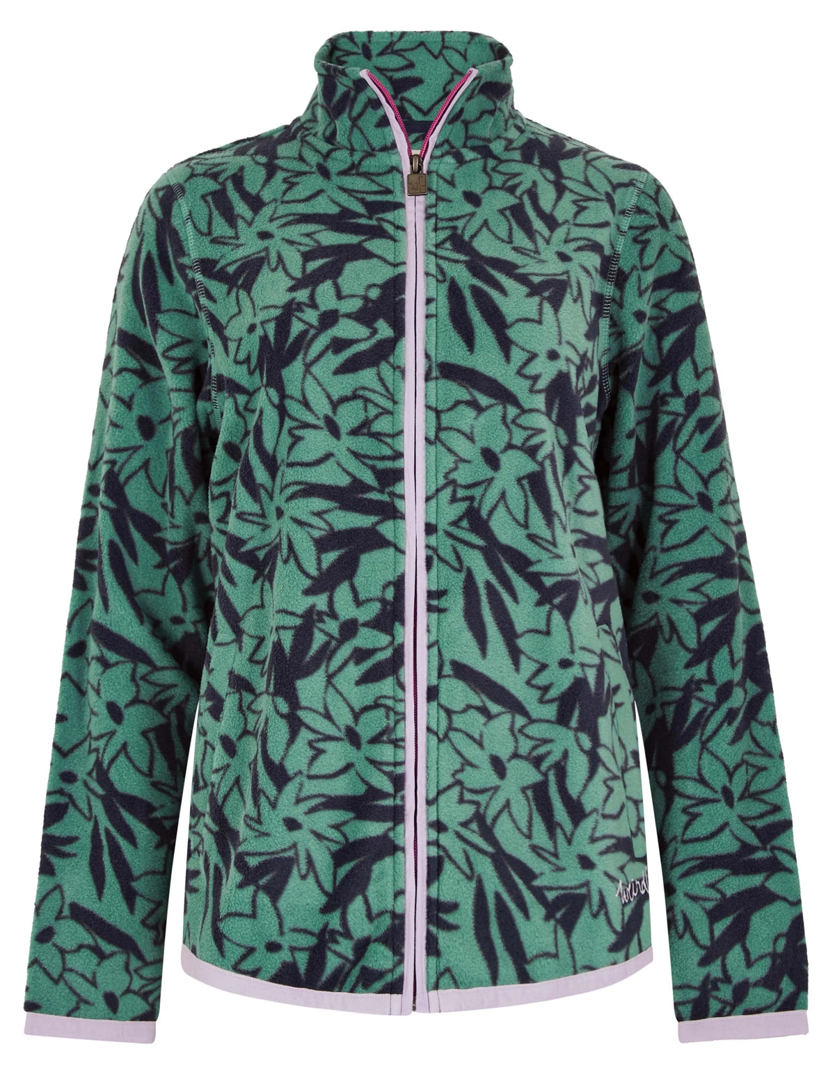 Weird Fish Womens Rochelle Floral Print Full Zip Micro Fleece - Dark Jade