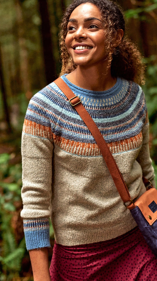 Weird Fish Womens Lowell Fair Isle Pattern Jumper - Chalk