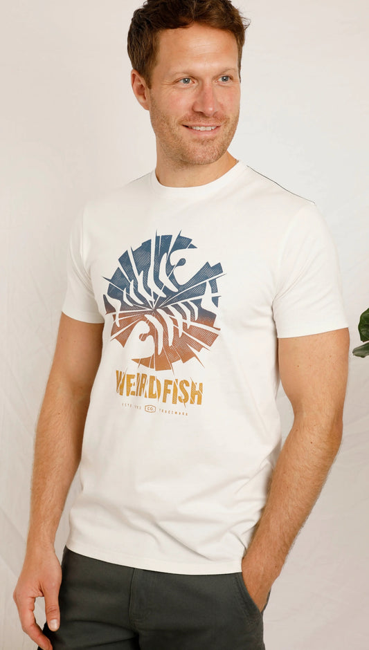 Weird Fish Mens Shatter Print Tee - Dusty White