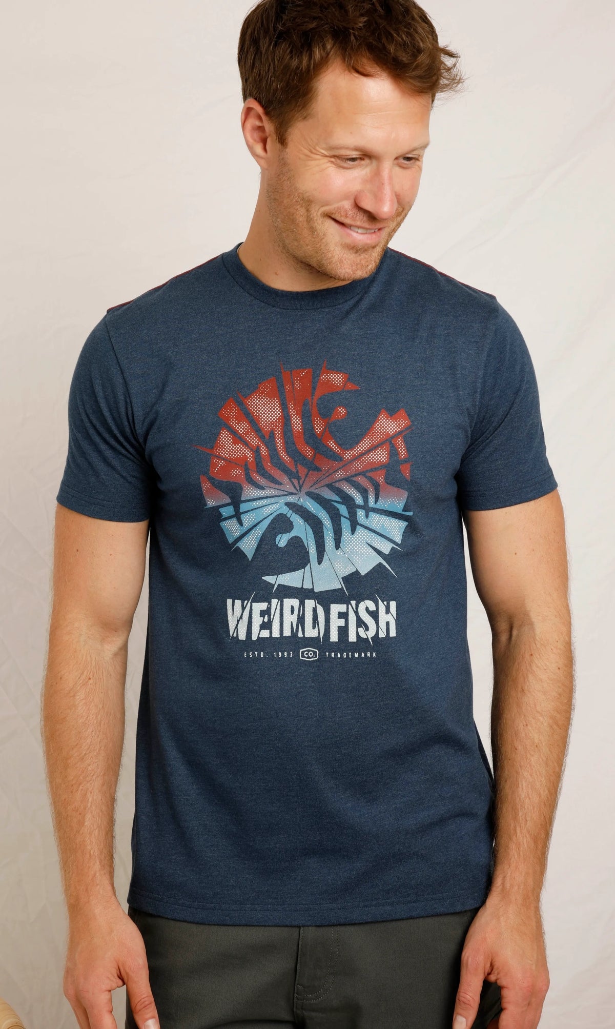 Weird Fish Mens Shatter Print Tee - Federal Blue