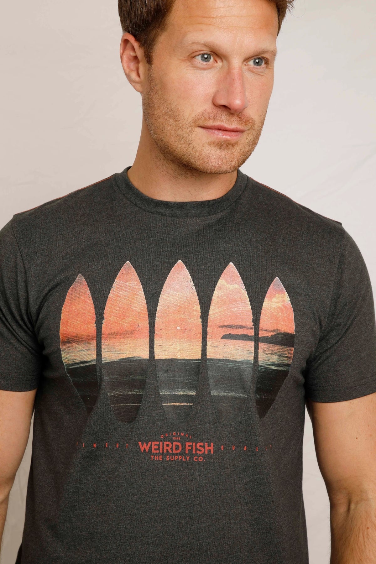 Weird Fish Mens Surf Scene Print Tee - Washed Black
