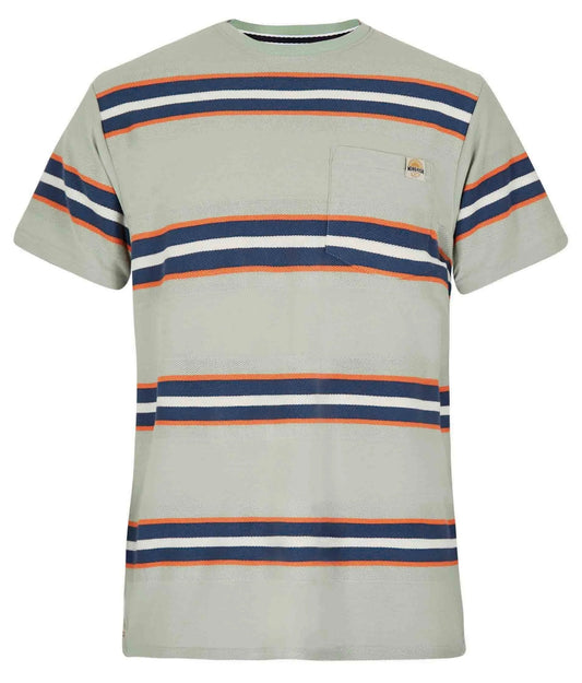 Weird Fish men's Littleton short sleeve woven stripe t-shirt in Pistachio.