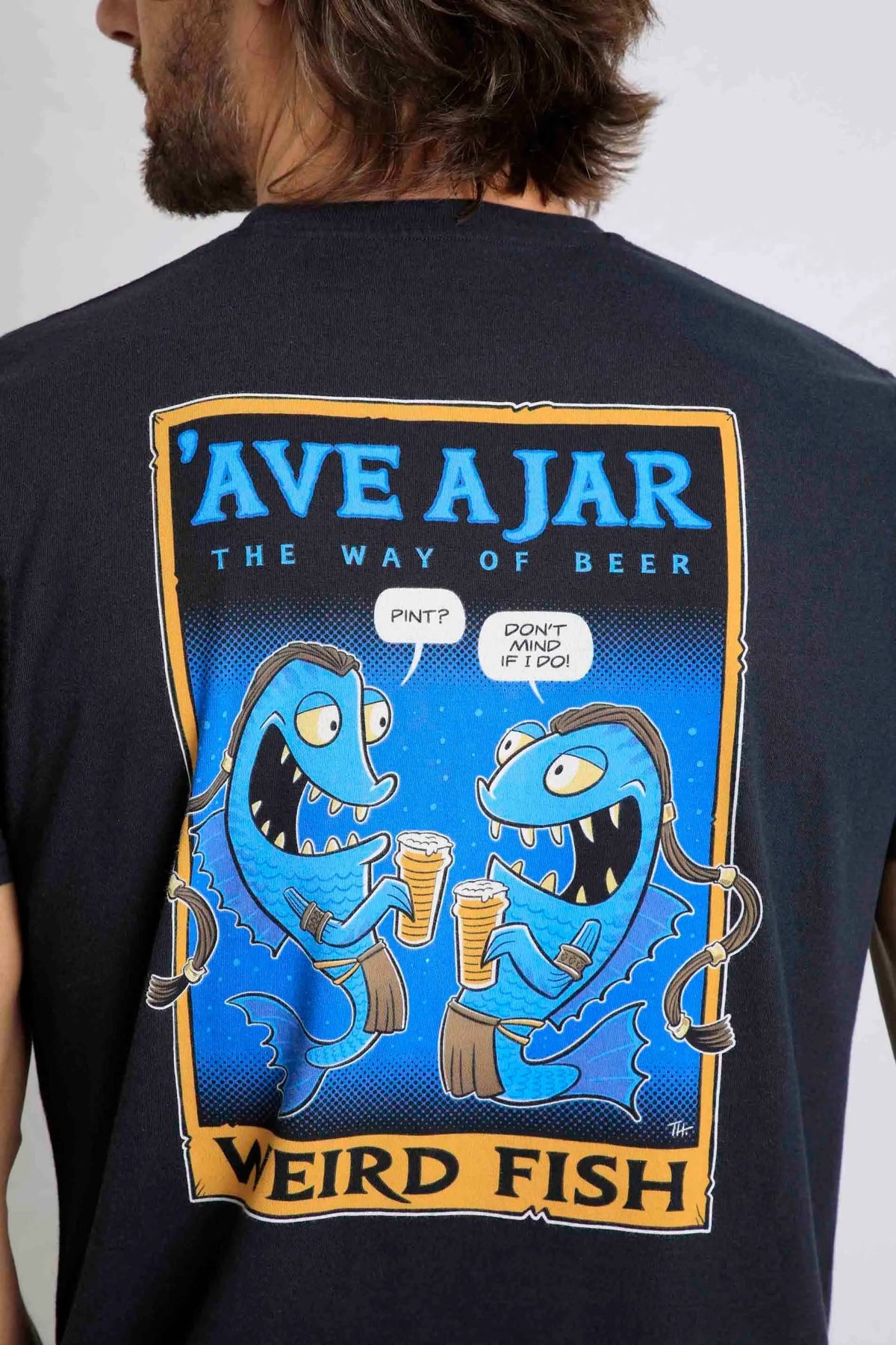 Weird Fish men's short sleeve Hey Ave a Jar printed Avatar: The Way of Water themed tee in navy.