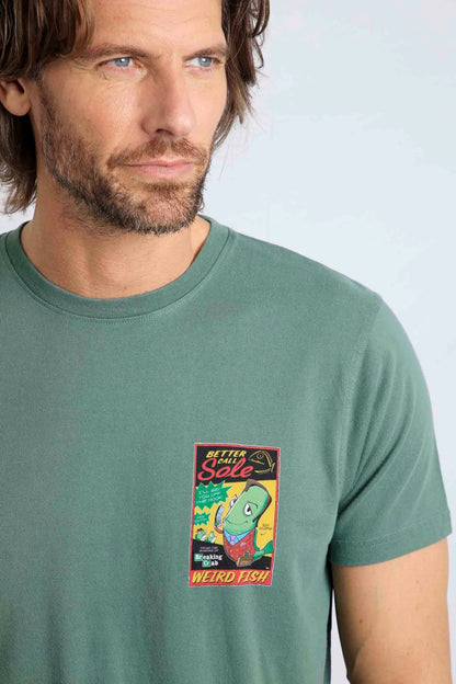Weird Fish Mens Call Sole Printed T-Shirt - Dusky Green