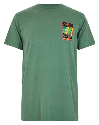 Weird Fish men's Call Sole printed short sleeve t-shirt in Dusky Green.