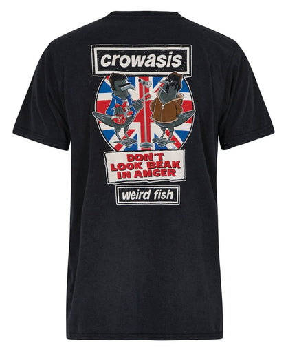 Weird Fish men's Crowasis short sleeve printed t-shirt in Black - parody of the band Oasis.