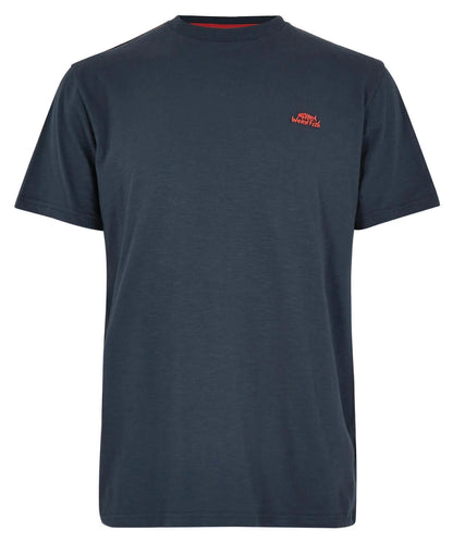 Weird Fish men's Fished plain short sleeve tee in Navy with a Red embroidered logo.
