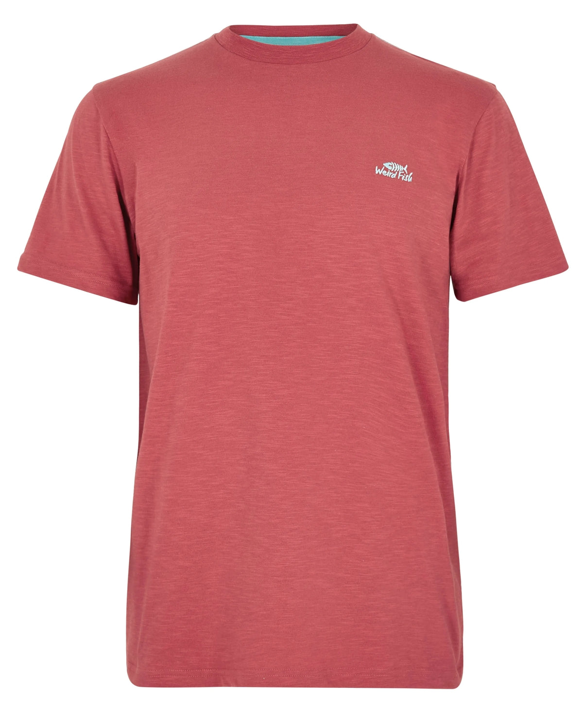 Weird Fish men's short sleeve Fished t-shirt in Rosewood with contrast logo.