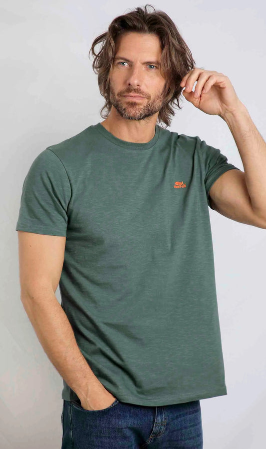 Weird Fish men's Fished plain short sleeve tee in Dusky Green.