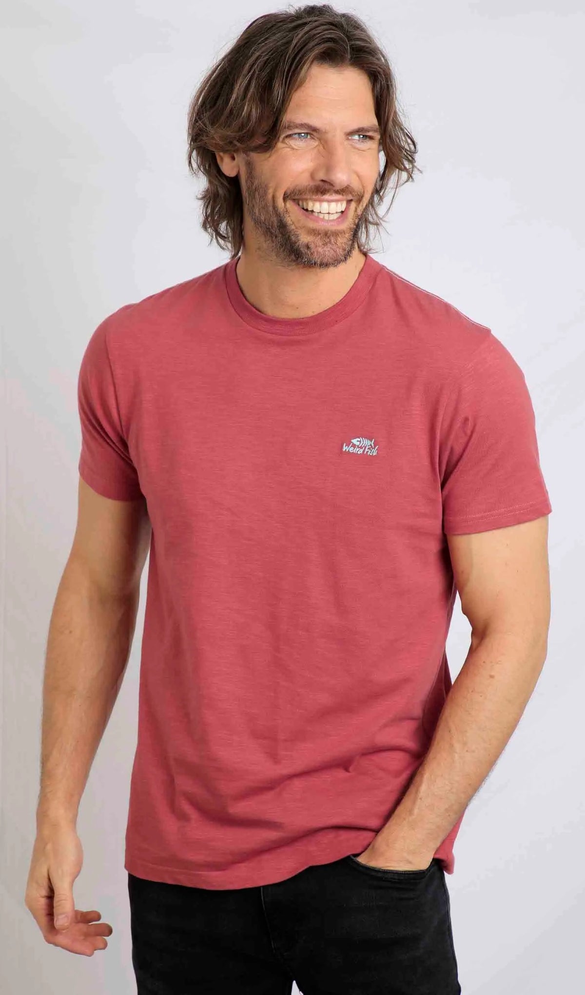 Weird Fish men's short sleeve Fished t-shirt in Rosewood.