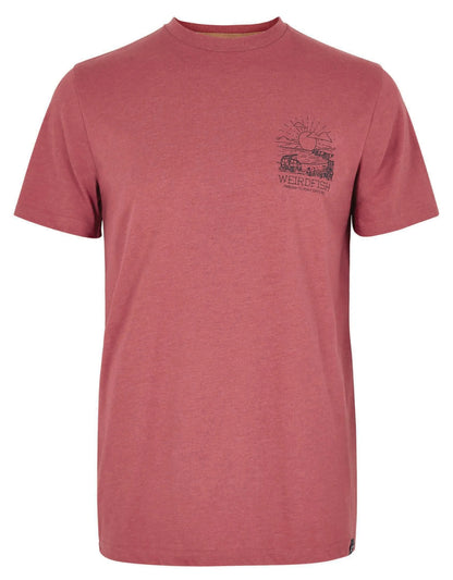 Weird Fish Mens Roamer Print T-Shirt - Rosewood