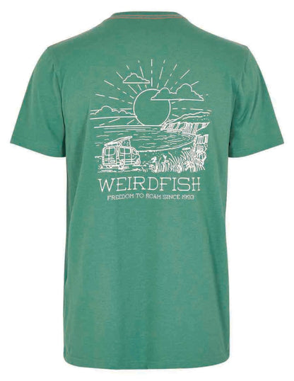 Weird Fish Mens Roamer Print T-Shirt - Dark Jade Green
