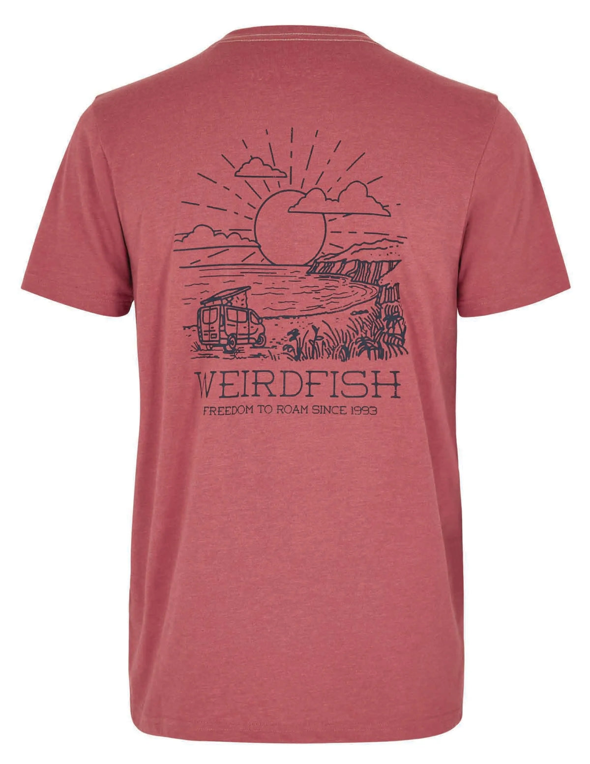Weird Fish Mens Roamer Print T-Shirt - Rosewood