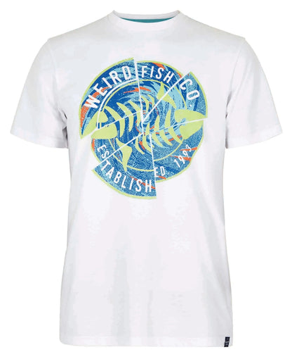 Weird Fish men's Vortex short sleeve t-shirt in white with circular logo print design.