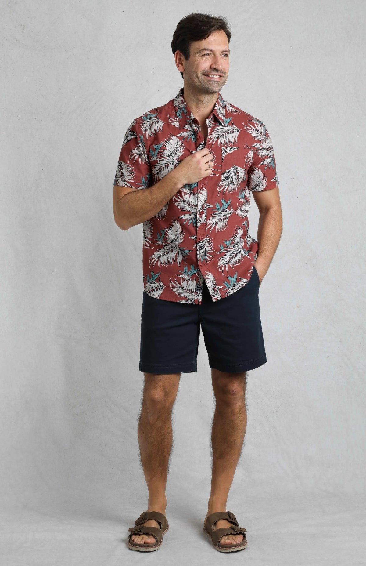 Weird Fish Mens Faraway Tropical Print Shirt - Paprika
