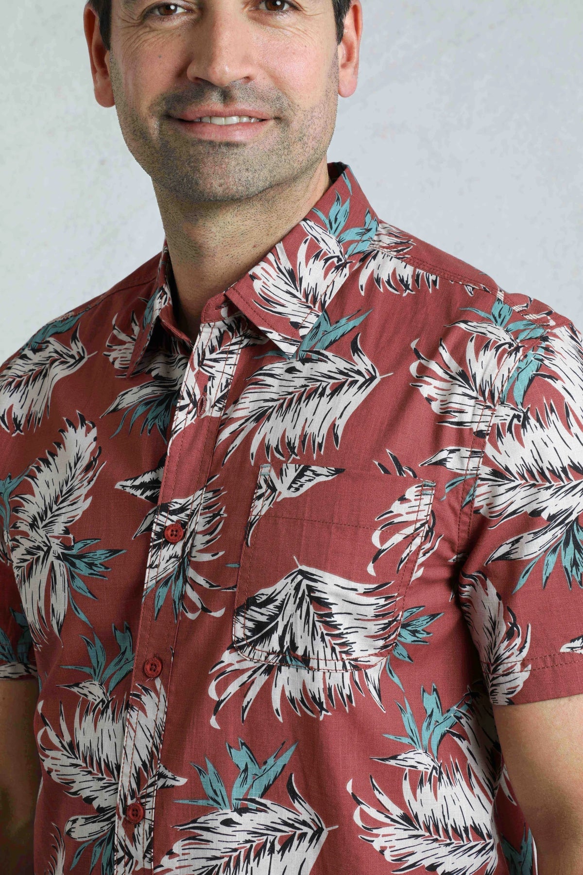 Weird Fish Mens Faraway Tropical Print Shirt - Paprika
