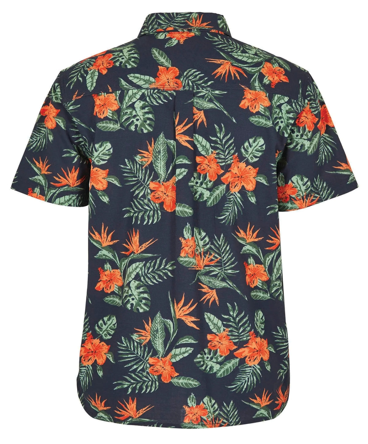 Men's short sleeve Faraway shirt from Weird Fish in Navy with a tropical floral print.
