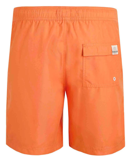 Weird Fish men's Banning swim shorts in Mango Orange with Velcro back pocket.