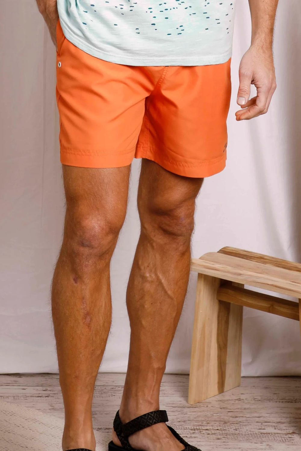 Weird Fish men's Banning swim shorts in Mango Orange.