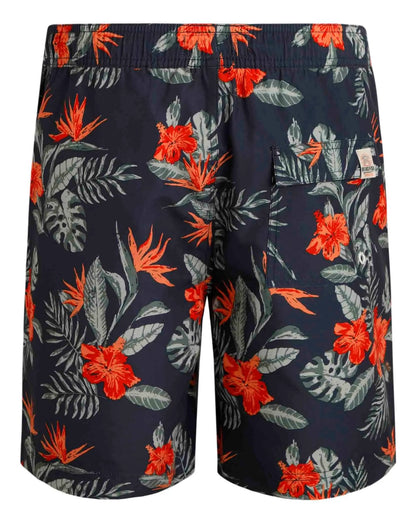 Weird Fish men's Belukha tropical floral printed swim shorts in Navy.