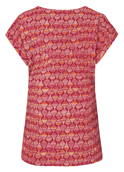 Weird Fish women's Paw Paw short sleeve t-shirt in Barberry Red with a Moroccan style tagine print.