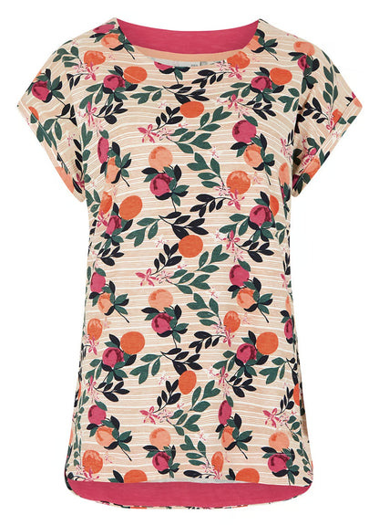 Weird Fish women's Paw Paw t-shirt with a Cantaloupe fruit style print.