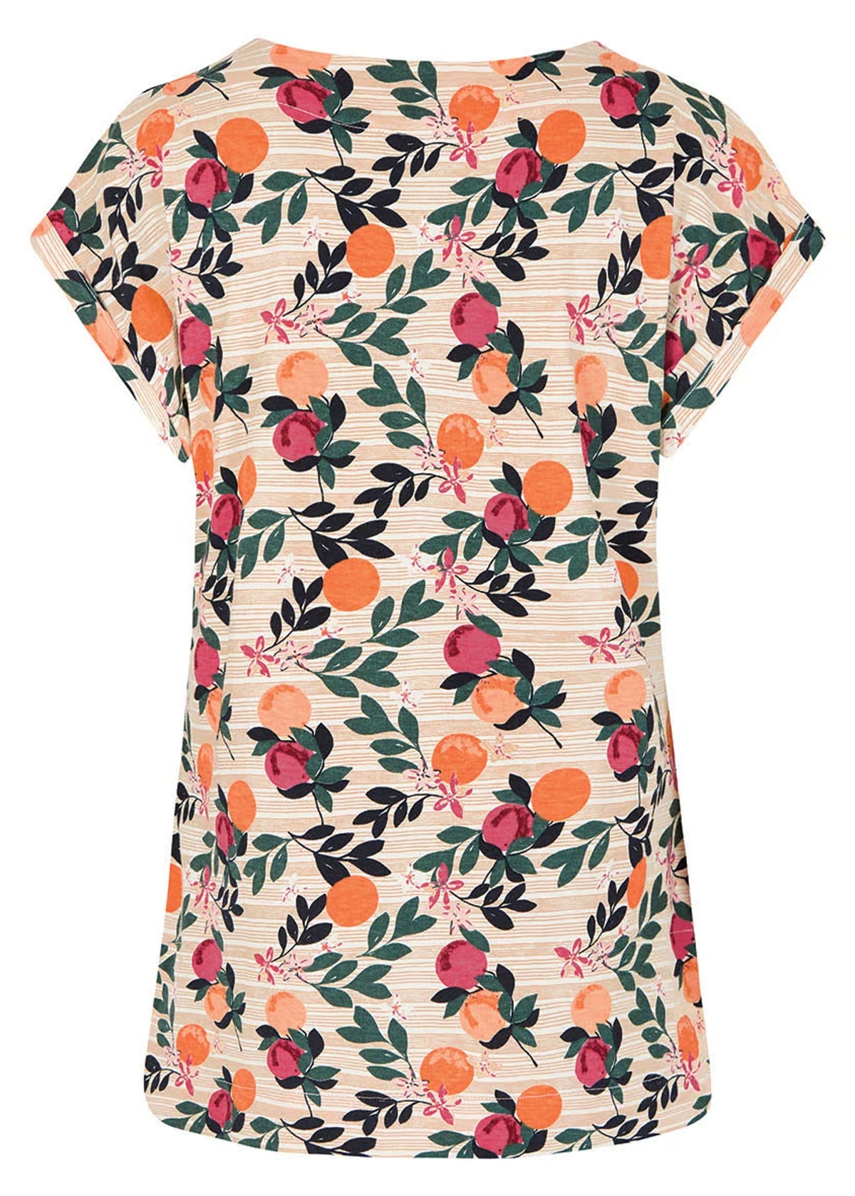 Weird Fish women's Paw Paw short sleeve t-shirt with a Cantaloupe fruit and leaf print.
