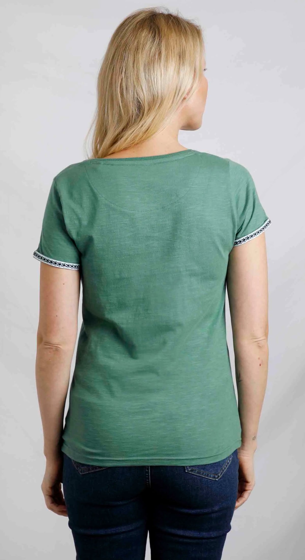 Weird Fish women's 202735 Teya cotton slub tee in Dark Jade.