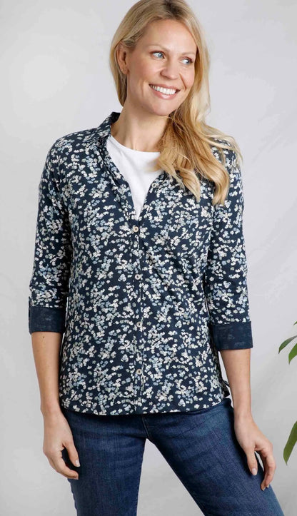Weird Fish Womens Ginny Printed Jersey Shirt - Ink